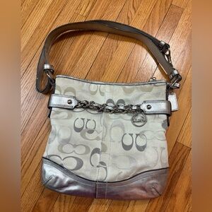 Coach cream and silver bag